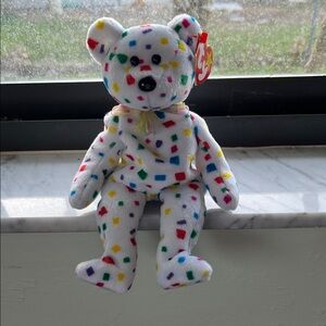 Ty Multicolor Dot Pattern Bear Plush